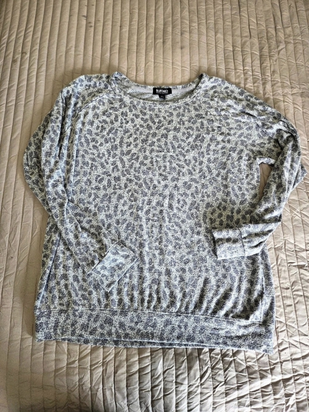Buffalo David Bitton Ultra Soft Leopard Print Cozy Pullover Top Leopard Print